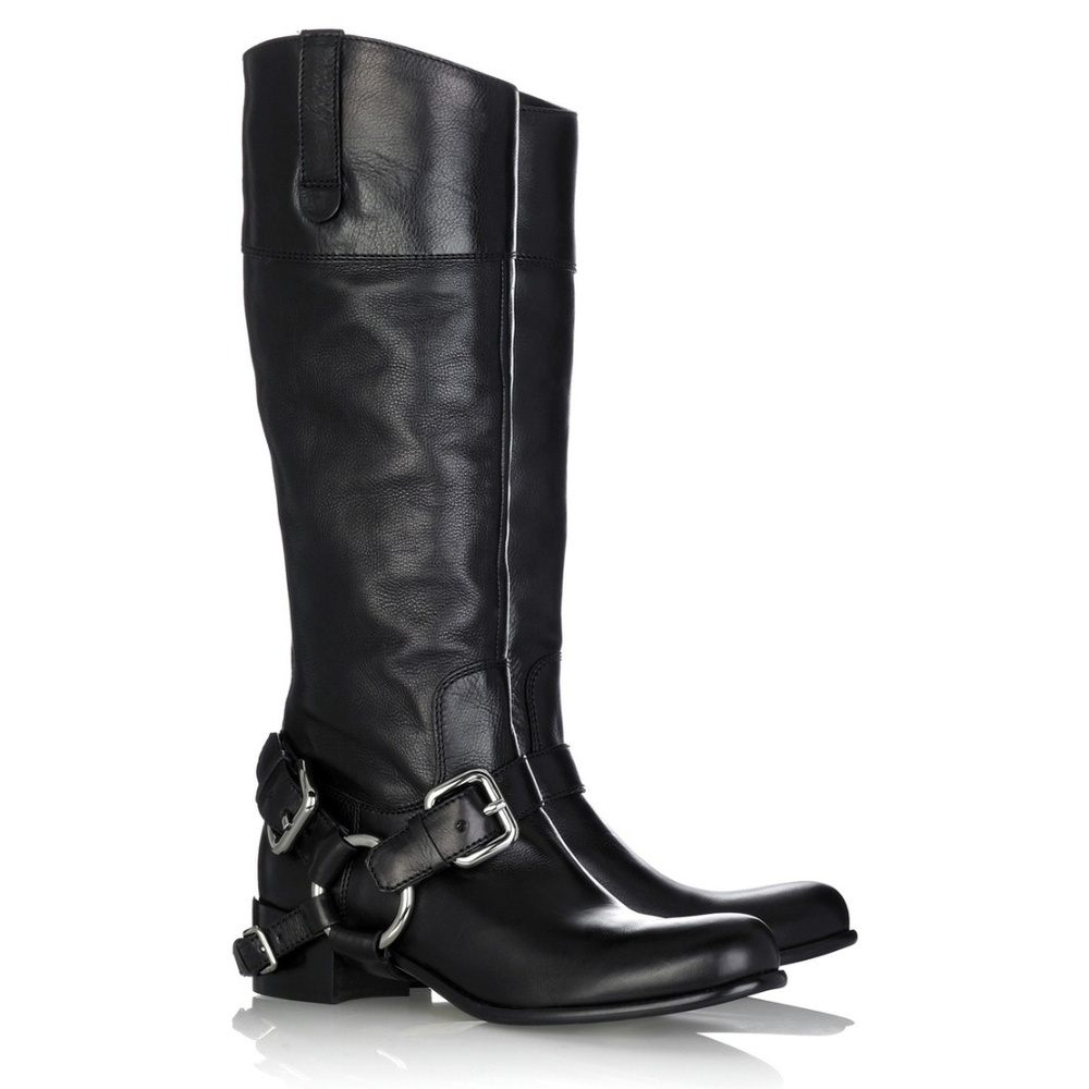 NEW Prada/MIU MIU Motorcycle/Biker Removable Harness Buckle Leather Boots 36/6